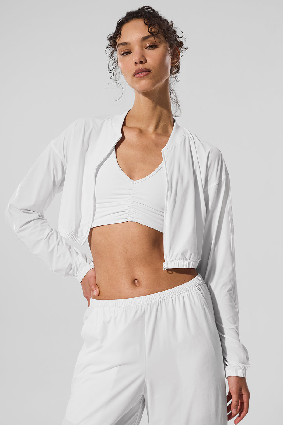 Cropped Breezy Full-Zip Cover Up - White--0
