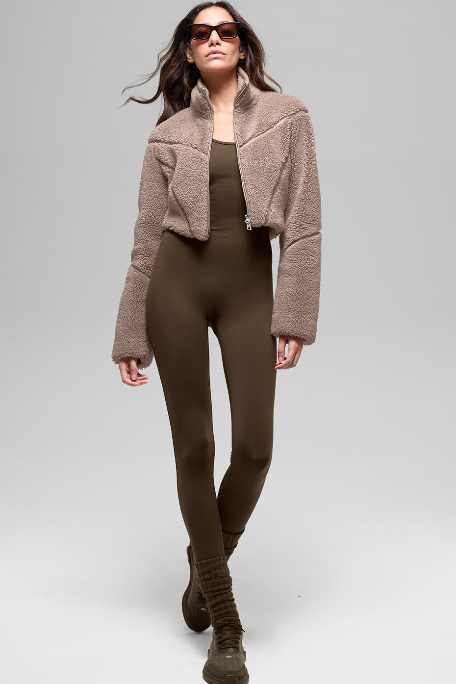 Sherpa Cropped Slope Side Jacket - Chai Latte--3