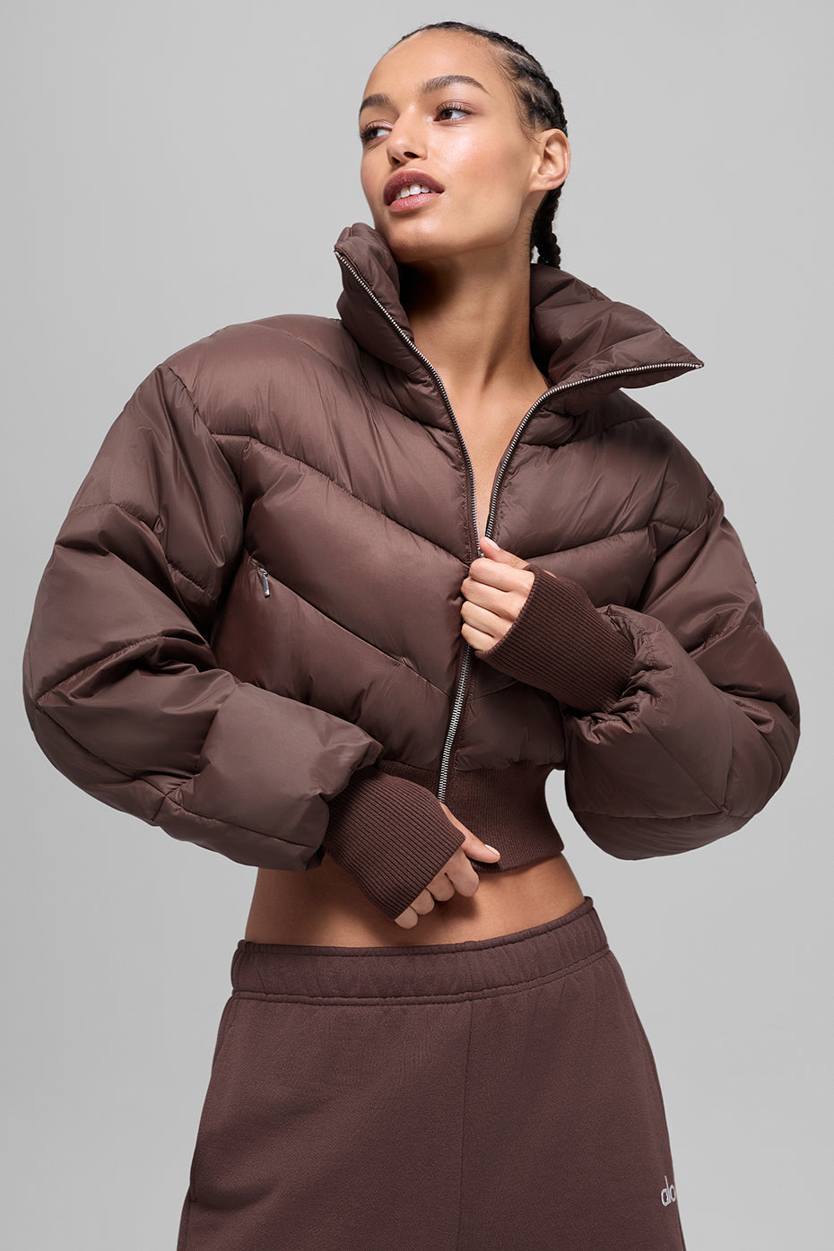 Cropped Atmosphere Puffer - Brownstone--0