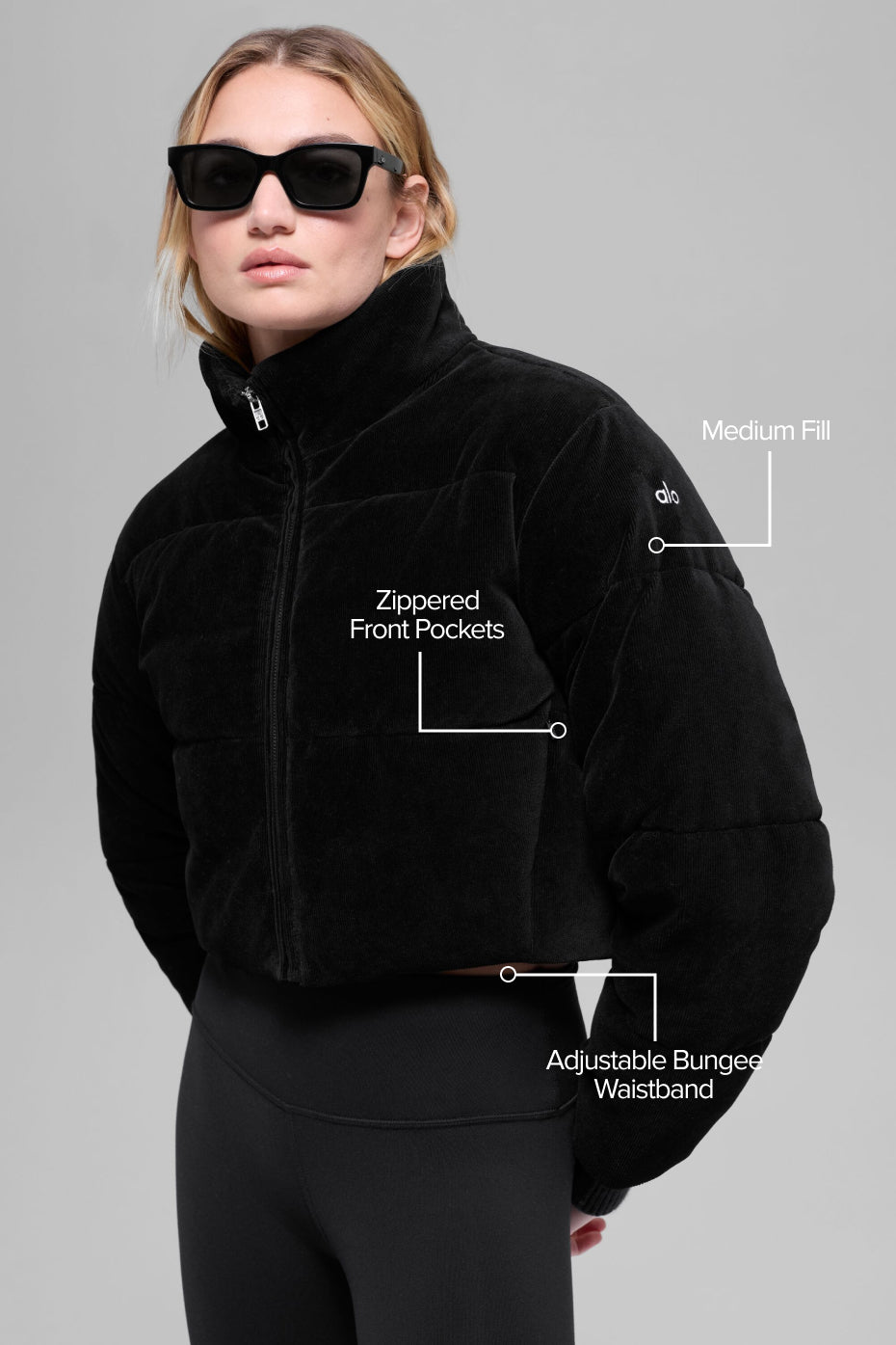Micro Corduroy Dreamy Puffer - Black--1
