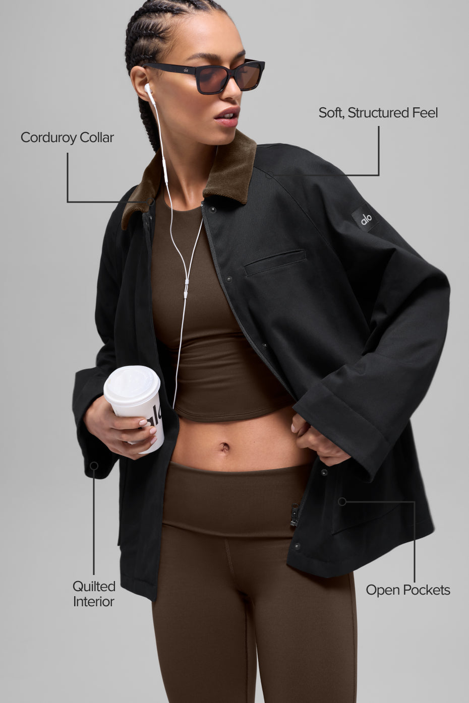 Twill Barn Jacket - Black/Espresso--1
