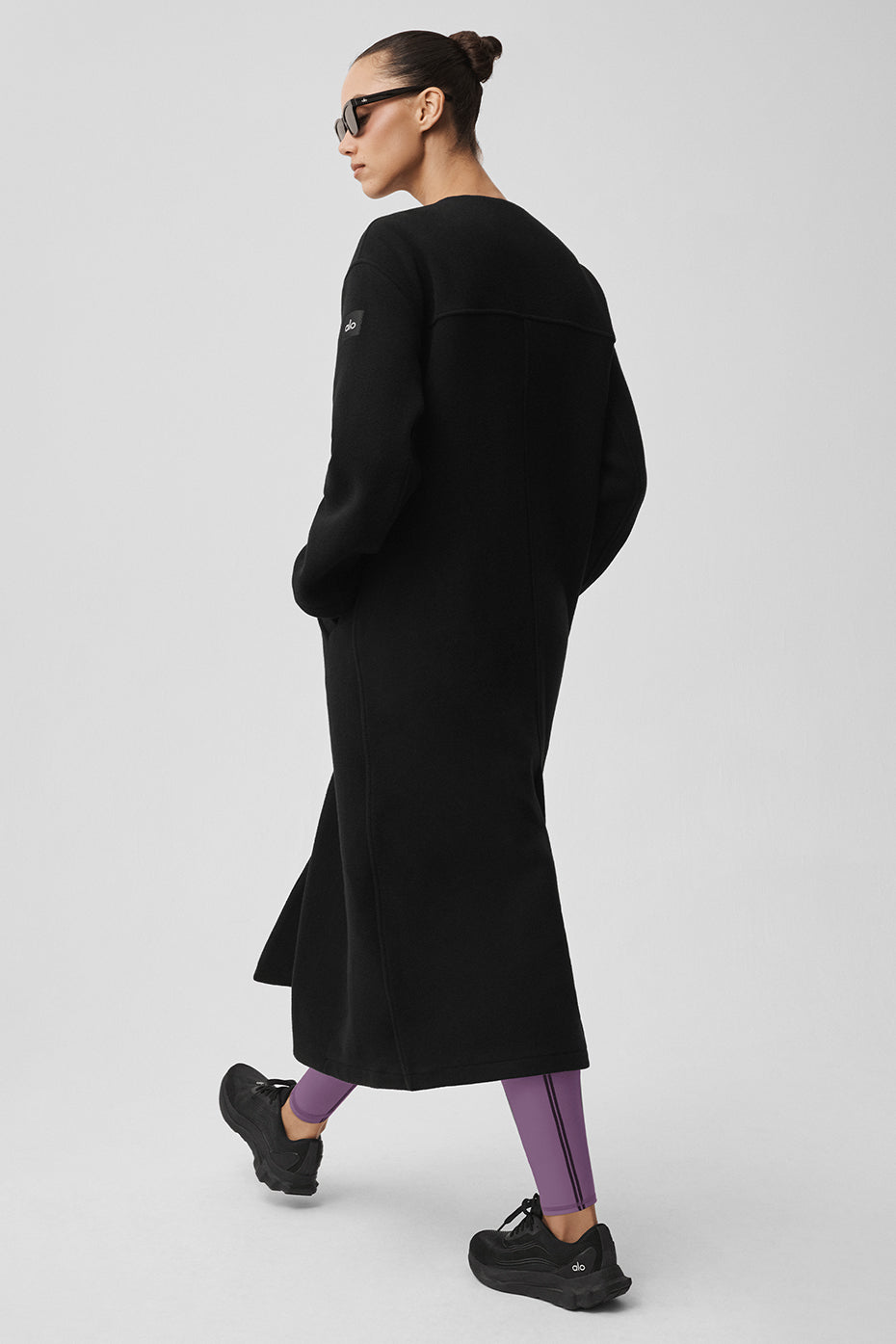 Double Face Wool City Girl Long Coat - Black--3