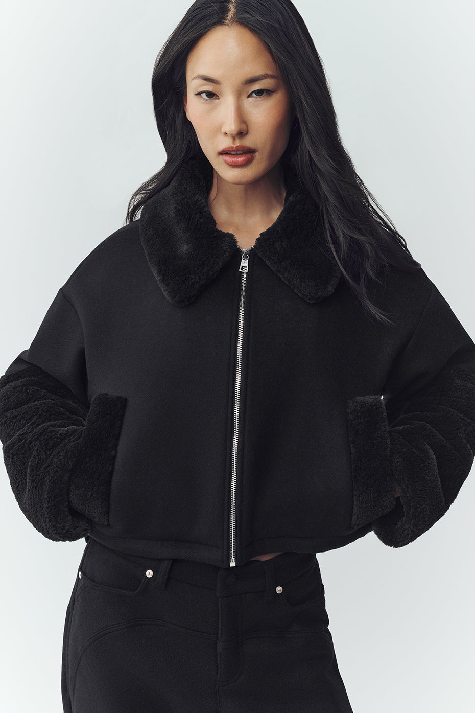 Wool Blend Nightfall Bomber - Black--0