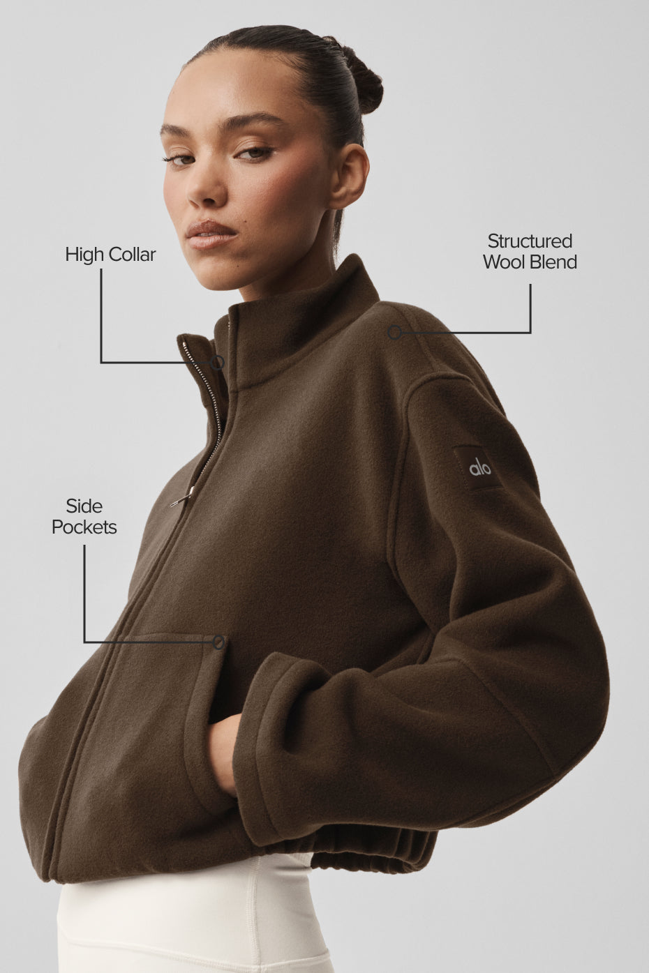 Double Face Wool City Girl Jacket - Espresso--1