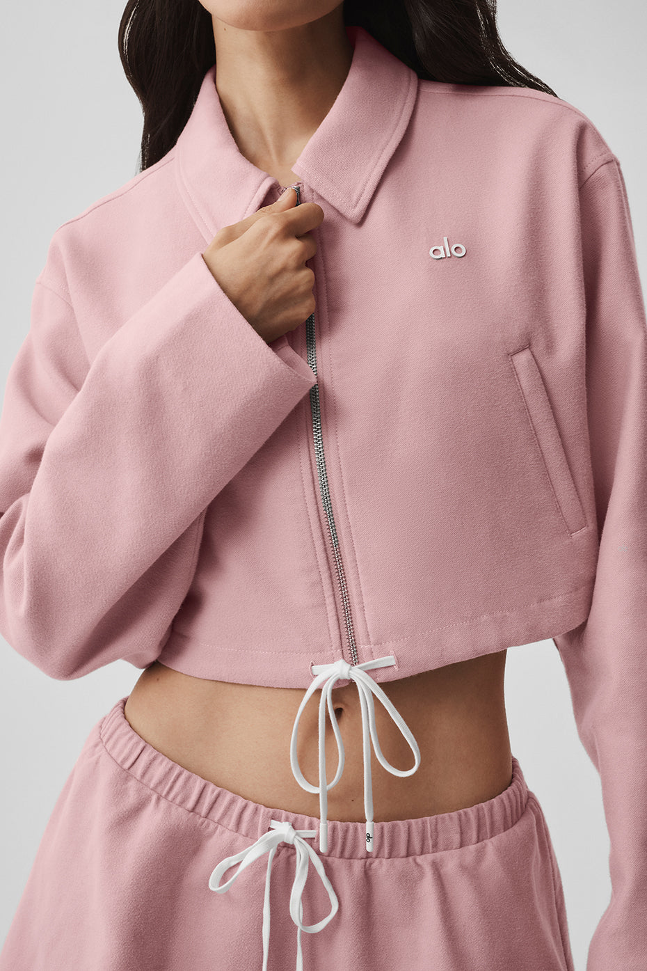 Cropped Fan Favorite Full Zip Jacket - Vintage Pink--4