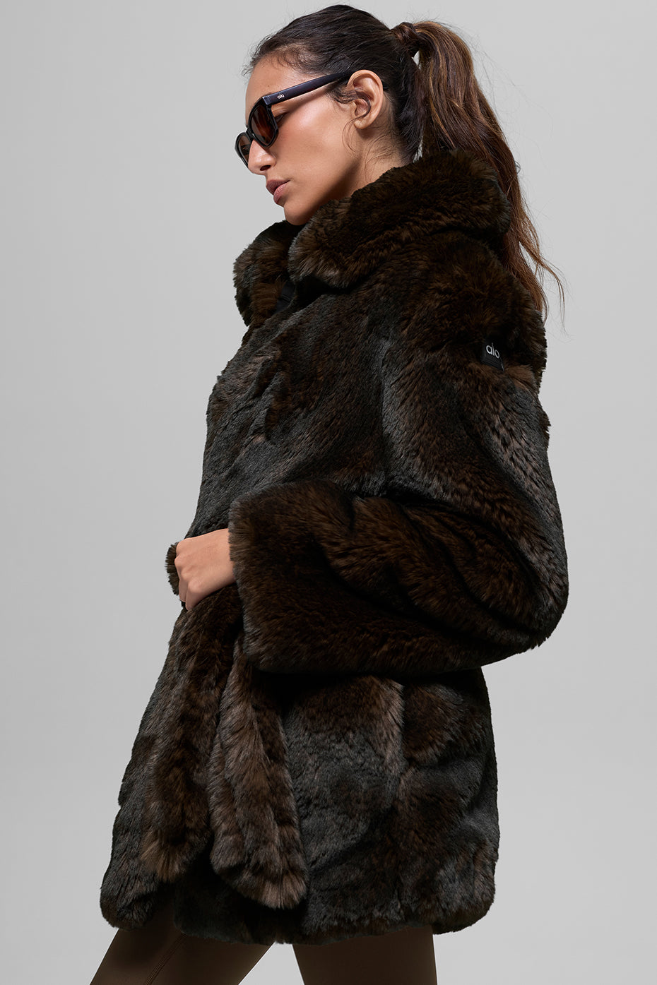 Faux Fur Starstruck Coat - Midnight Brown/Black--2