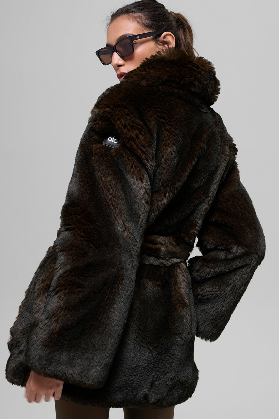 Faux Fur Starstruck Coat - Midnight Brown/Black--1