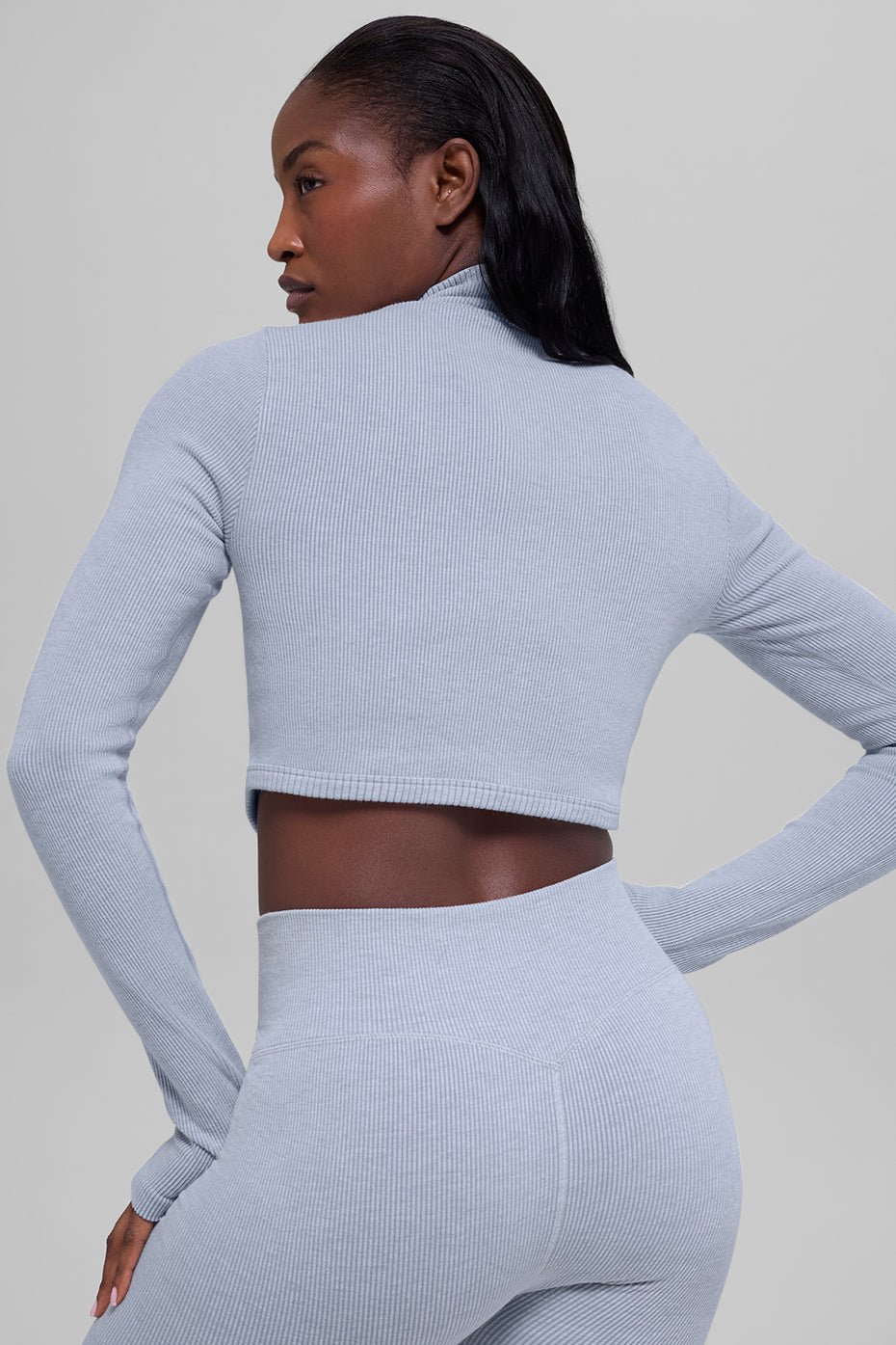 Seamless Two Tone Rib Jacket - Winter Frost Heather--2