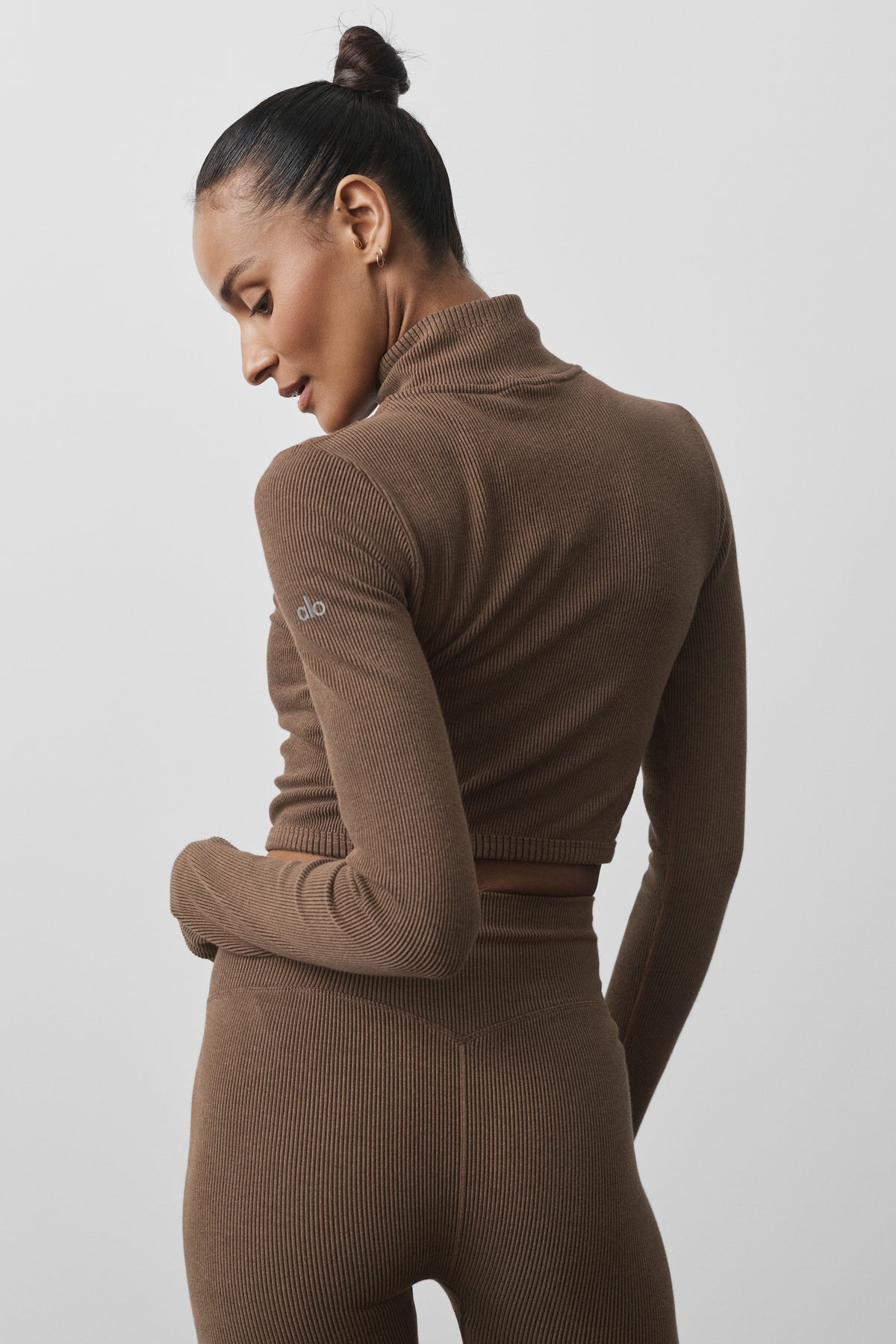 Seamless Two Tone Rib Jacket - Java Brown--1