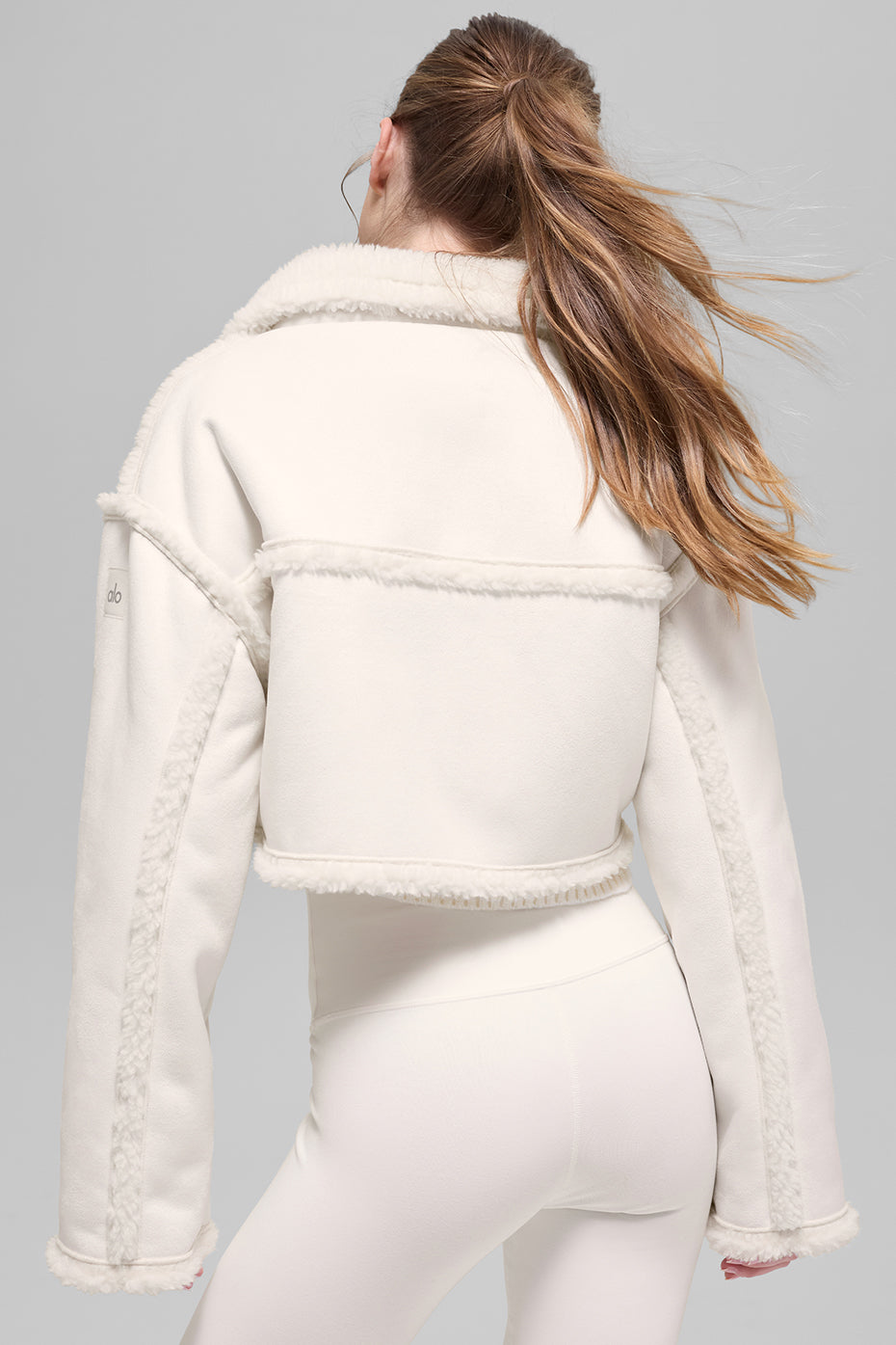 Faux Shearling Snowfall Cropped Jacket - Ivory--2