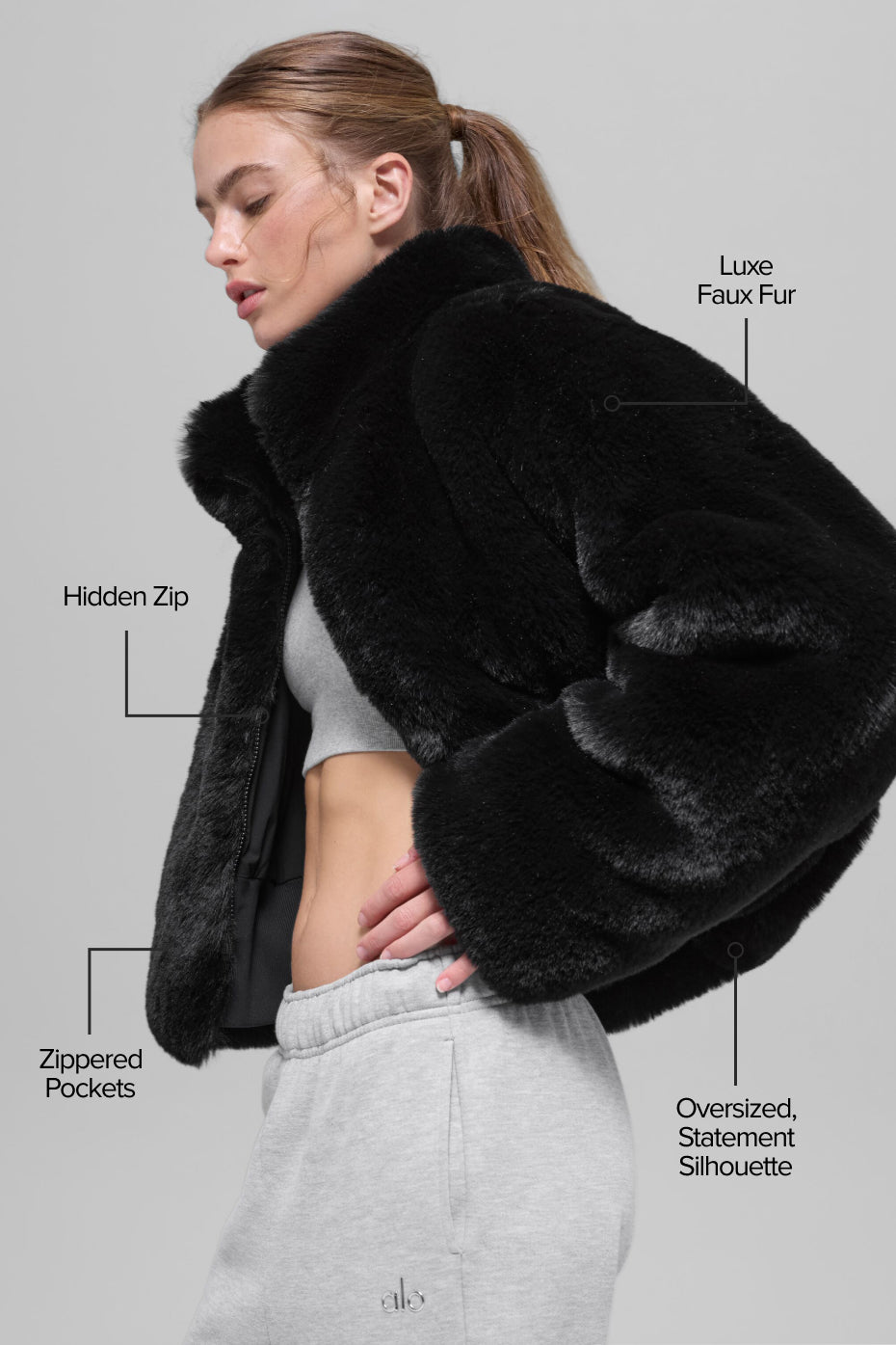 Faux Fur Allure Jacket - Black--1