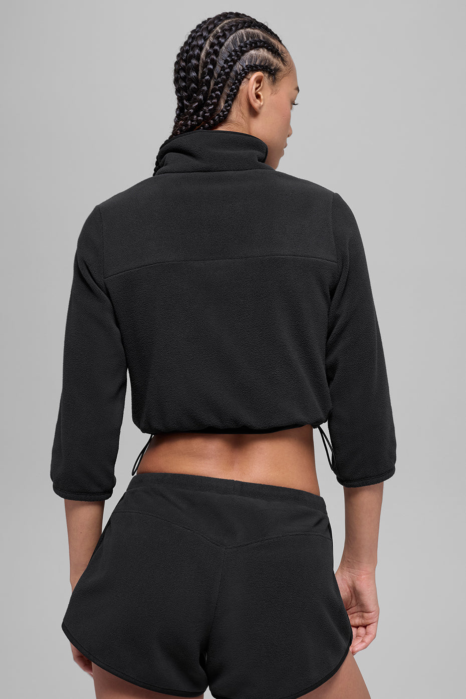Polar Fleece Retreat Cropped Jacket - Black--2