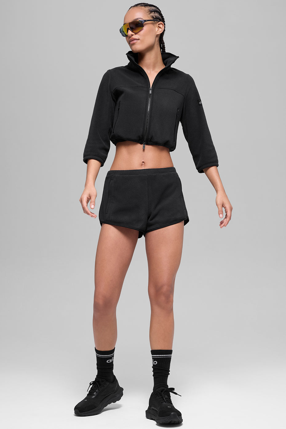 Polar Fleece Retreat Cropped Jacket - Black--4