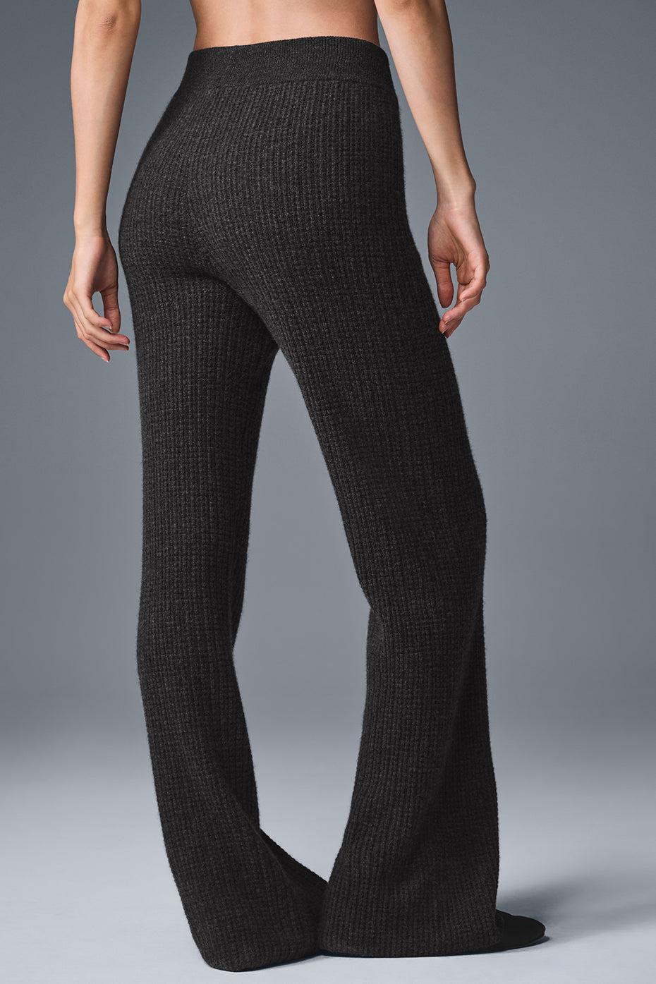 Cashmere High-Waist Plush Waffle Pant - Dark Heather Grey--1