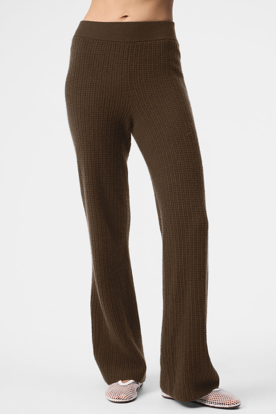 Cashmere High-Waist Plush Waffle Pant - Espresso--0
