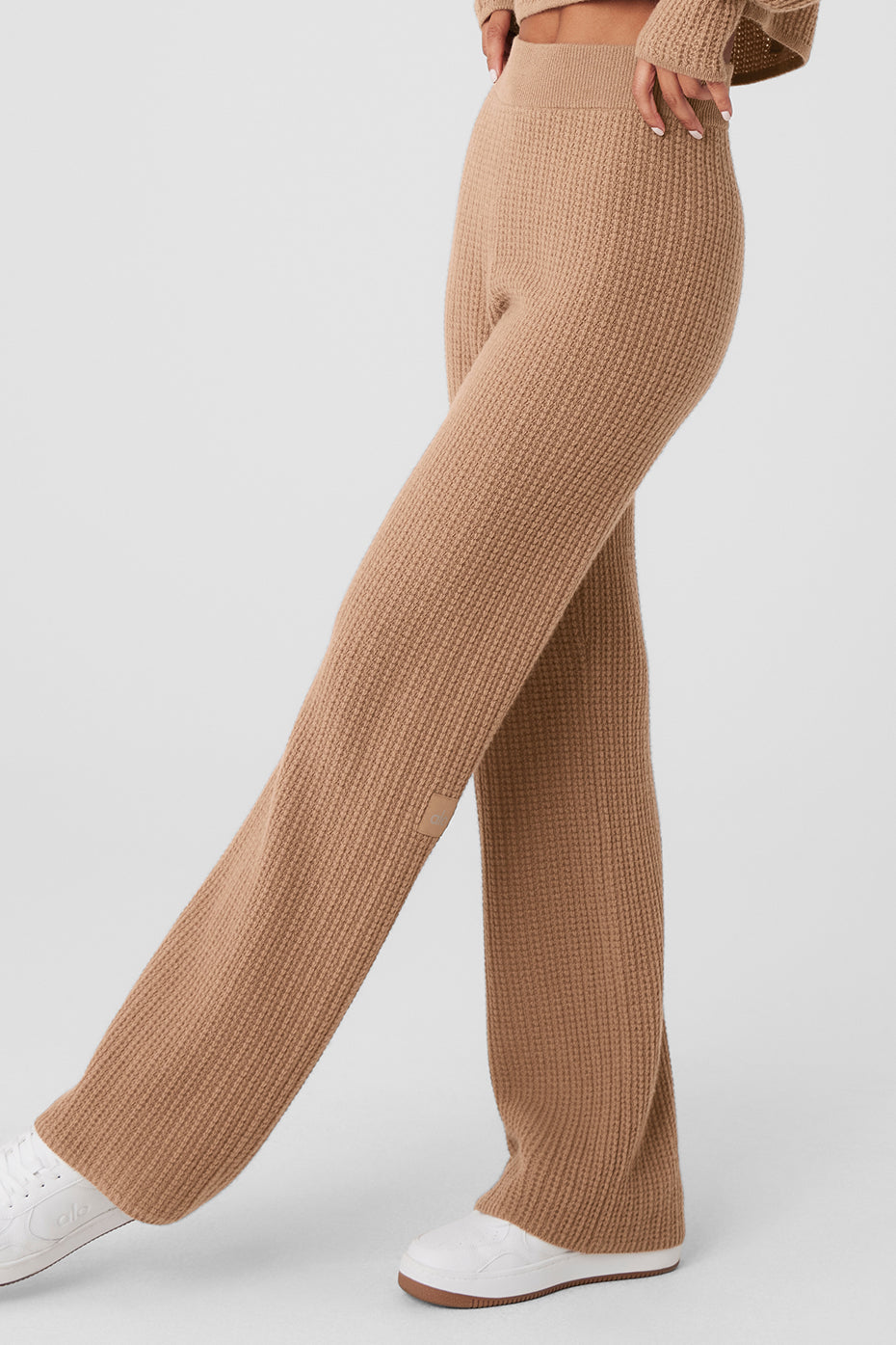 Cashmere High-Waist Plush Waffle Pant - Toasted Almond--3