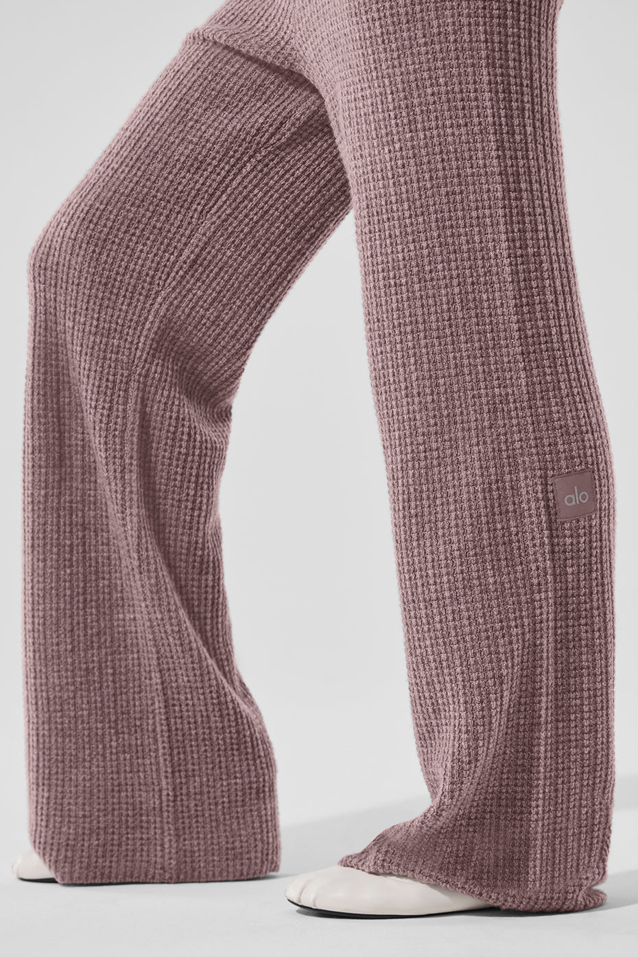 Cashmere High-Waist Plush Waffle Pant - Mushroom Heather--3