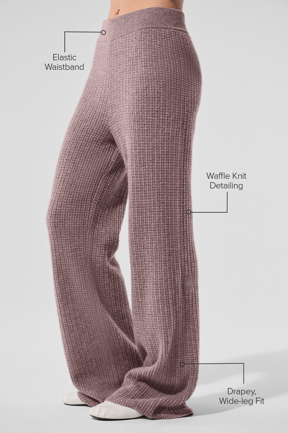 Cashmere High-Waist Plush Waffle Pant - Mushroom Heather--1