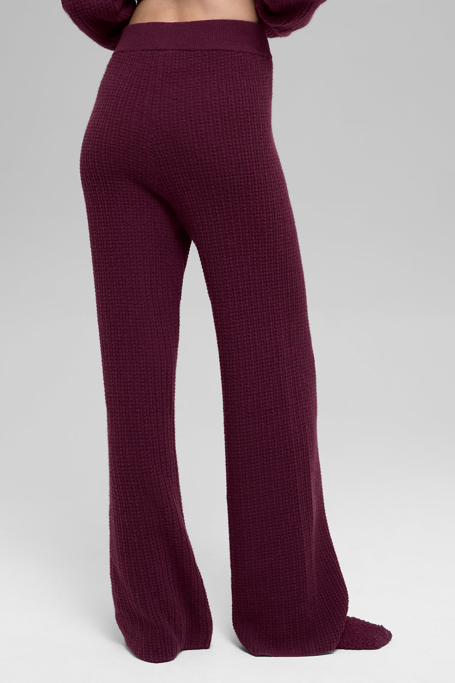 Cashmere High-Waist Plush Waffle Pant - Burgundy--1
