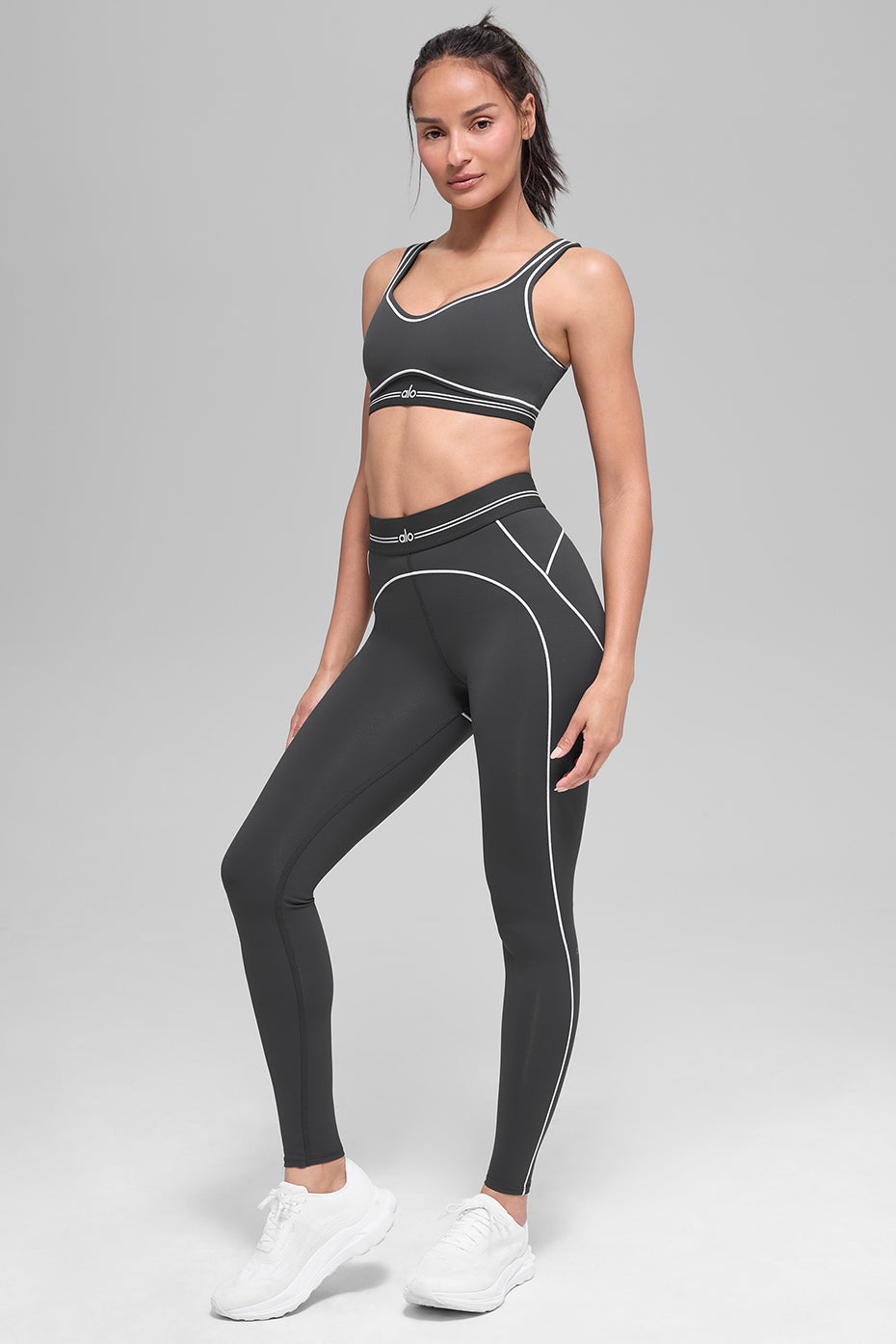 Airbrush High-Waist Heart Throb Legging - Anthracite/White--5