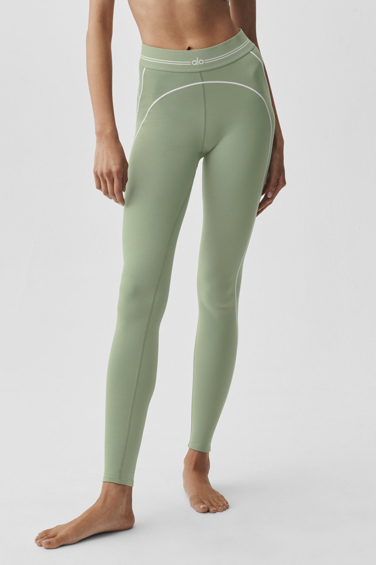 Airbrush High-Waist Heart Throb Legging - Dune Grass/White--3