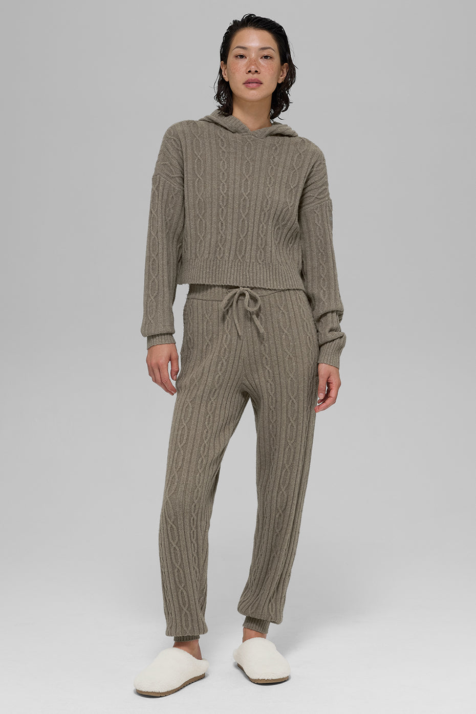 Cable Knit Winter Bliss Pant - Light Cocoa--4