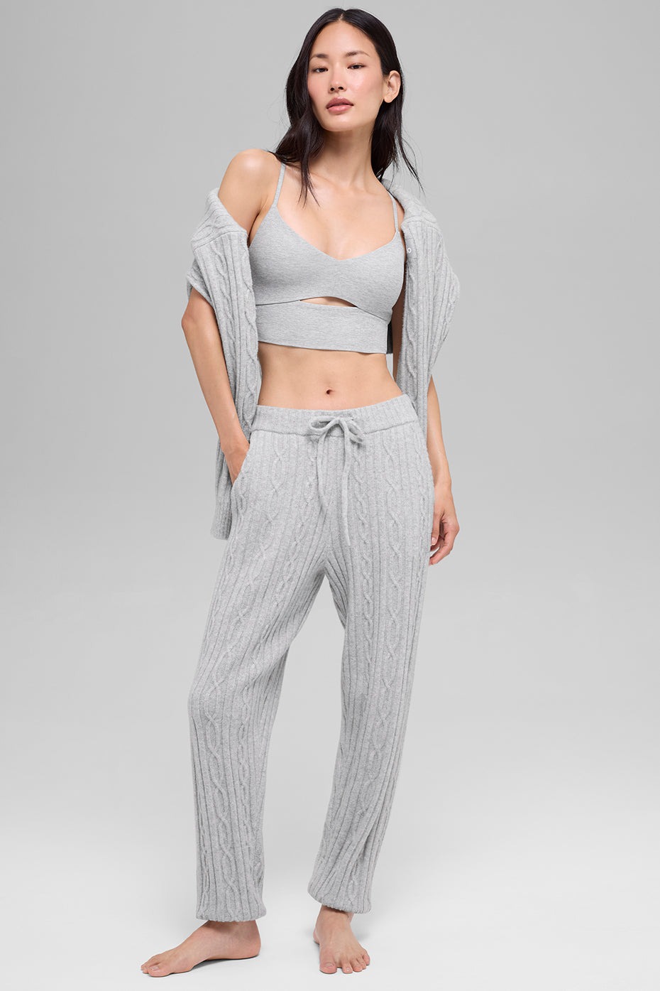 Cable Knit Winter Bliss Pant - Athletic Heather Grey--4