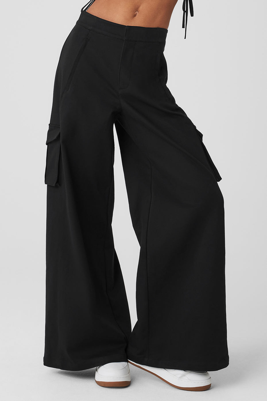Show Off Cargo Wide Leg Trouser (Long) - Black--0