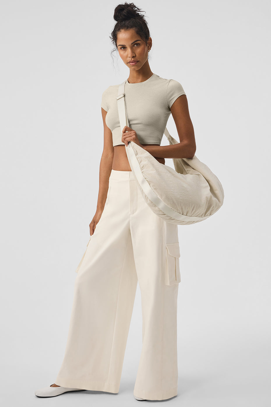 Show Off Cargo Wide Leg Trouser (Long) - Ivory--4