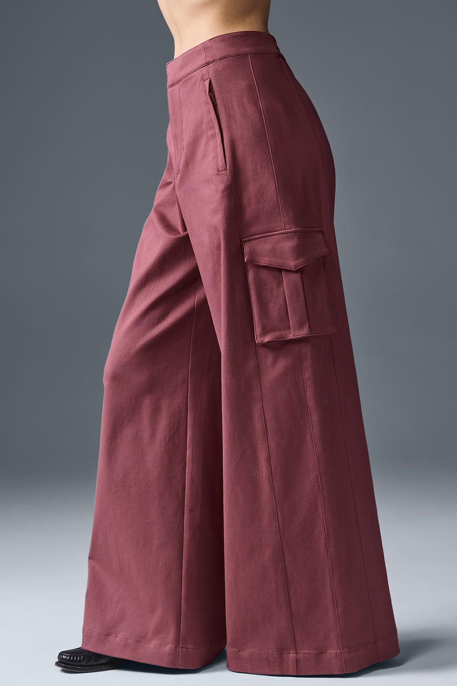 Show Off Cargo Wide Leg Trouser (Long) - Burgundy Truffle--2