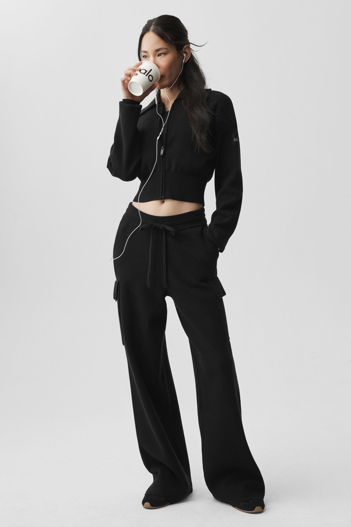Scholar Knit High-Waist Cargo Pant - Black--4