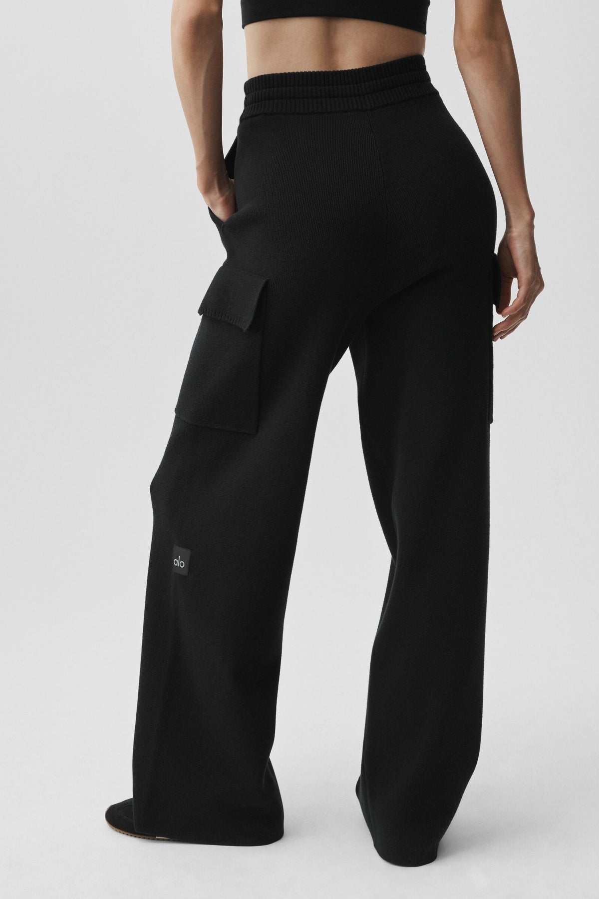 Scholar Knit High-Waist Cargo Pant - Black--1