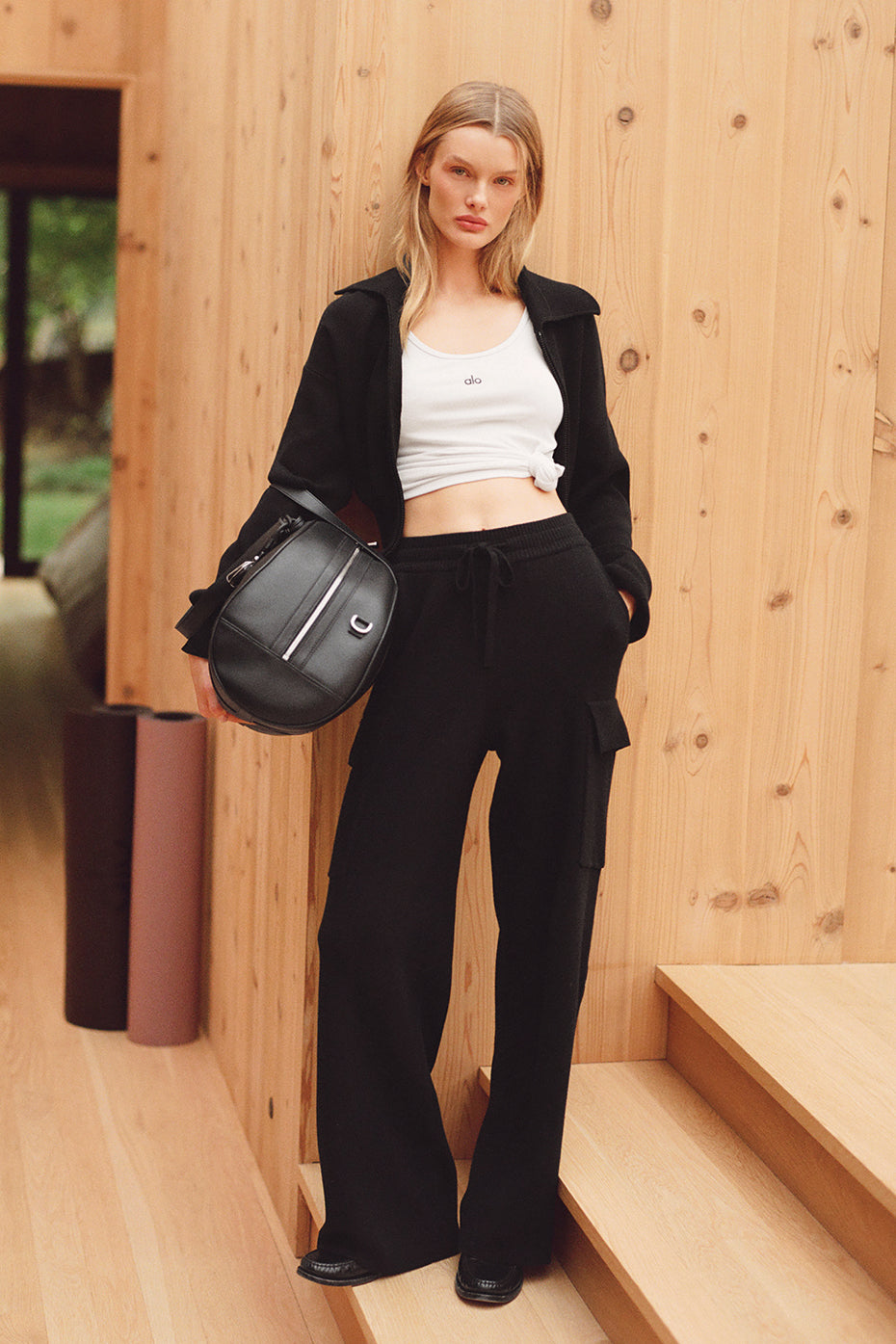 Scholar Knit High-Waist Cargo Pant - Black--0