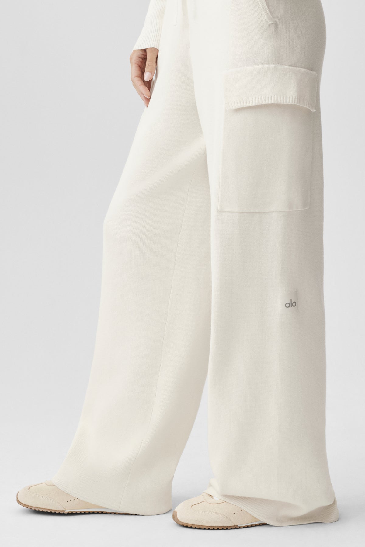 Scholar Knit High-Waist Cargo Pant - Ivory--1