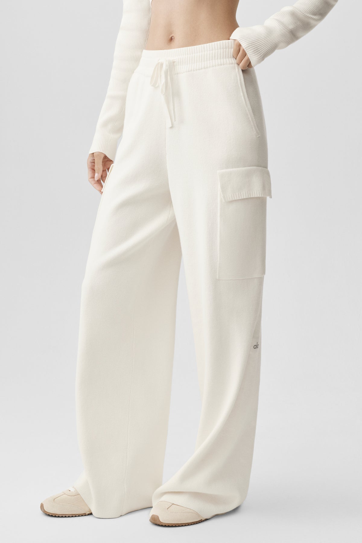 Scholar Knit High-Waist Cargo Pant - Ivory--2