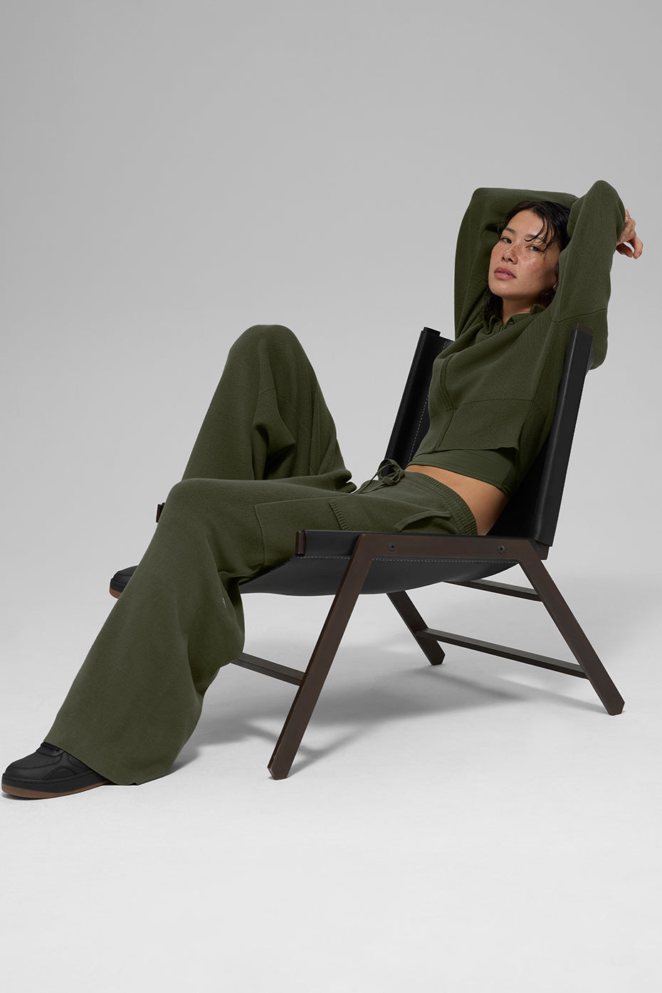 Scholar Knit High-Waist Cargo Pant - Green Olive--4
