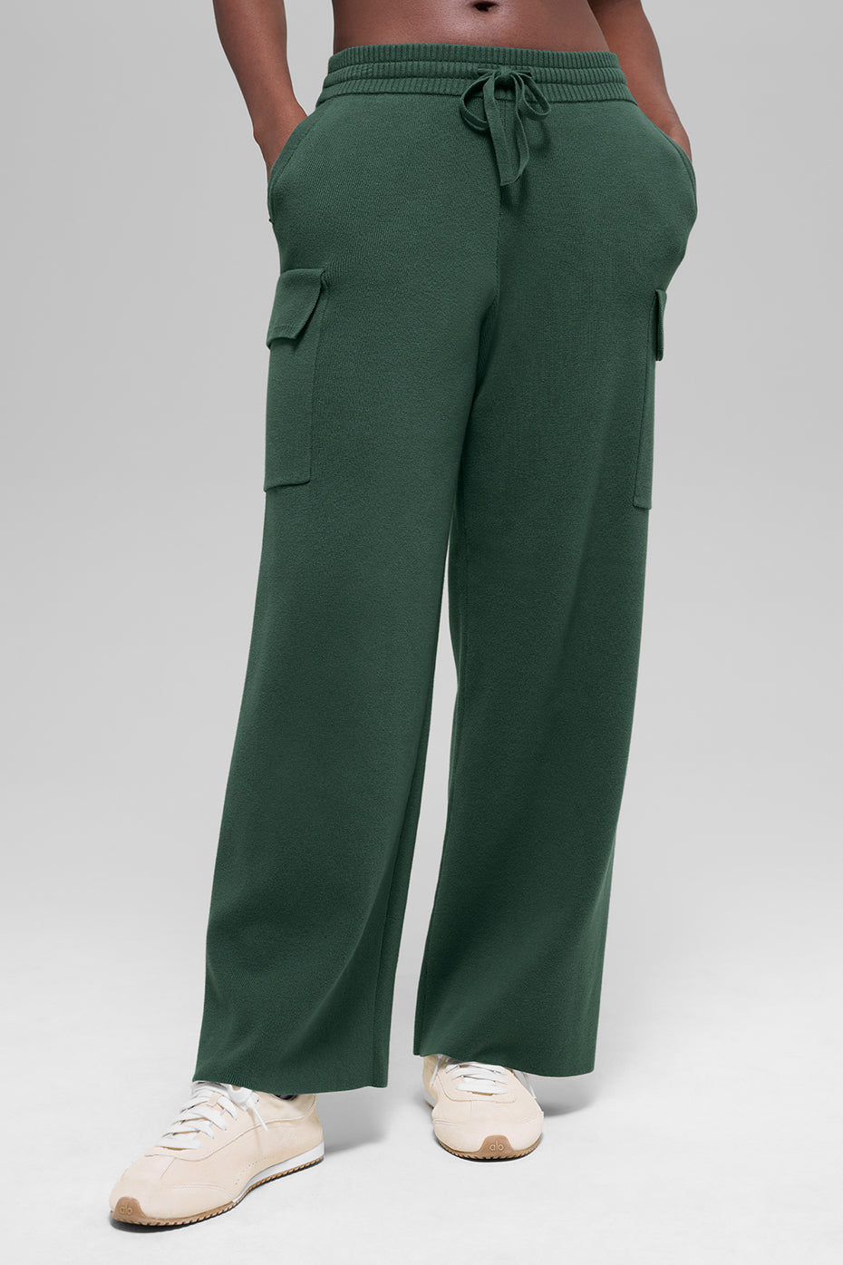 Scholar Knit High-Waist Cargo Pant - Clover Green--0
