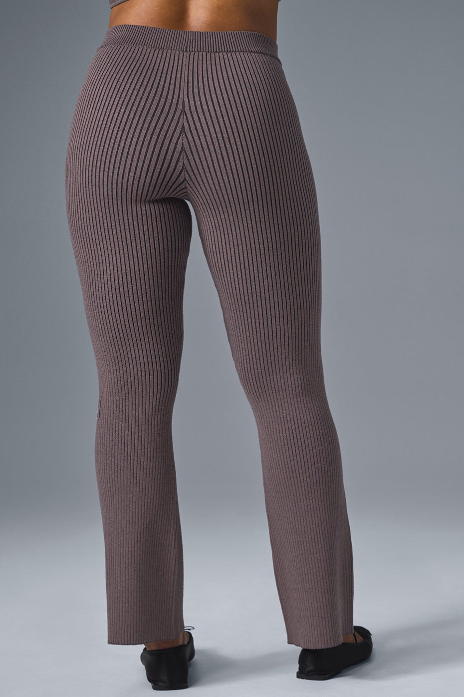 Denim Knit High-Waist Flare Pant - Raisinette/Black--2