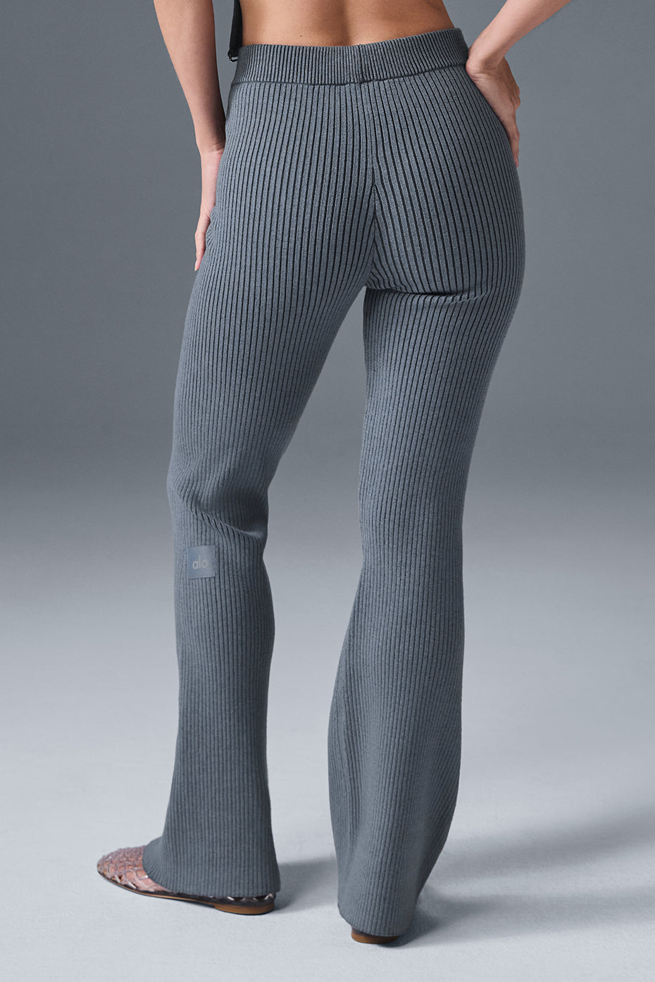Denim Knit High-Waist Flare Pant - Steel Grey/Anthracite--1
