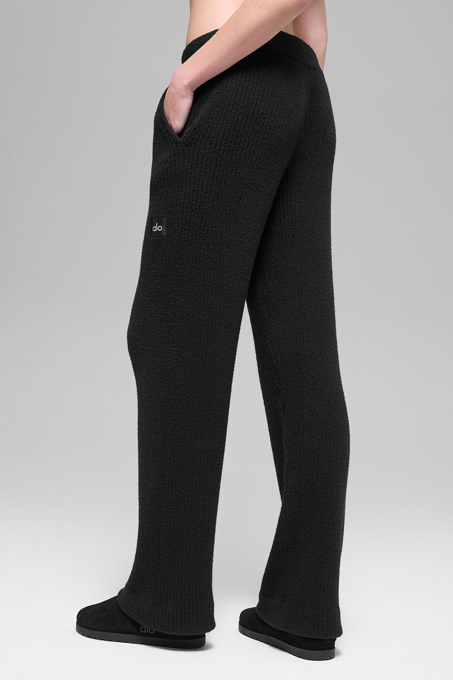 Snuggle Up Sweater High-Waist Wide Leg Pant - Black--2