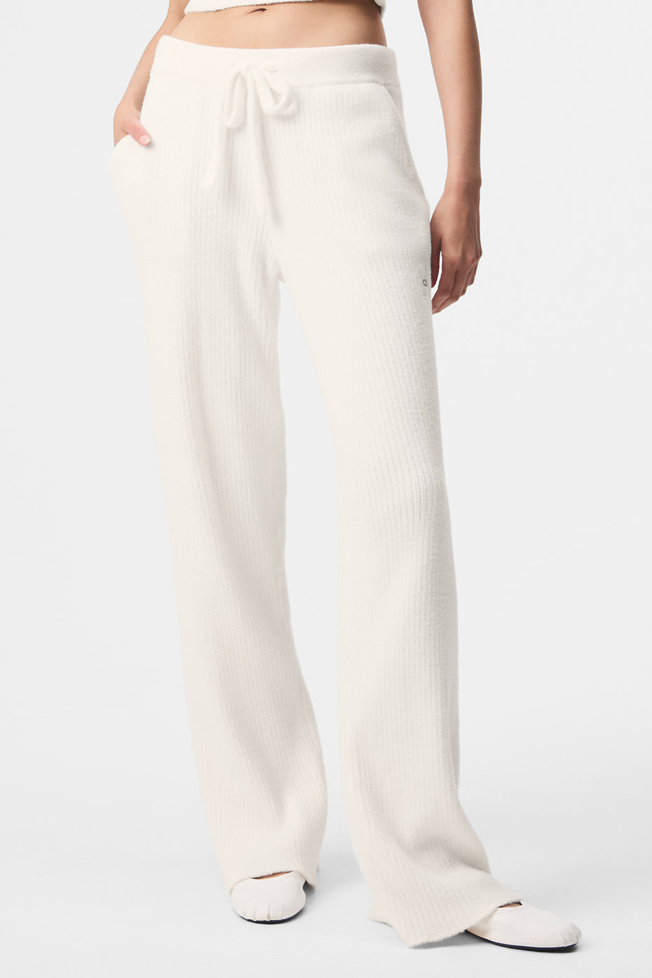 Snuggle Up Sweater High-Waist Wide Leg Pant - Ivory--0