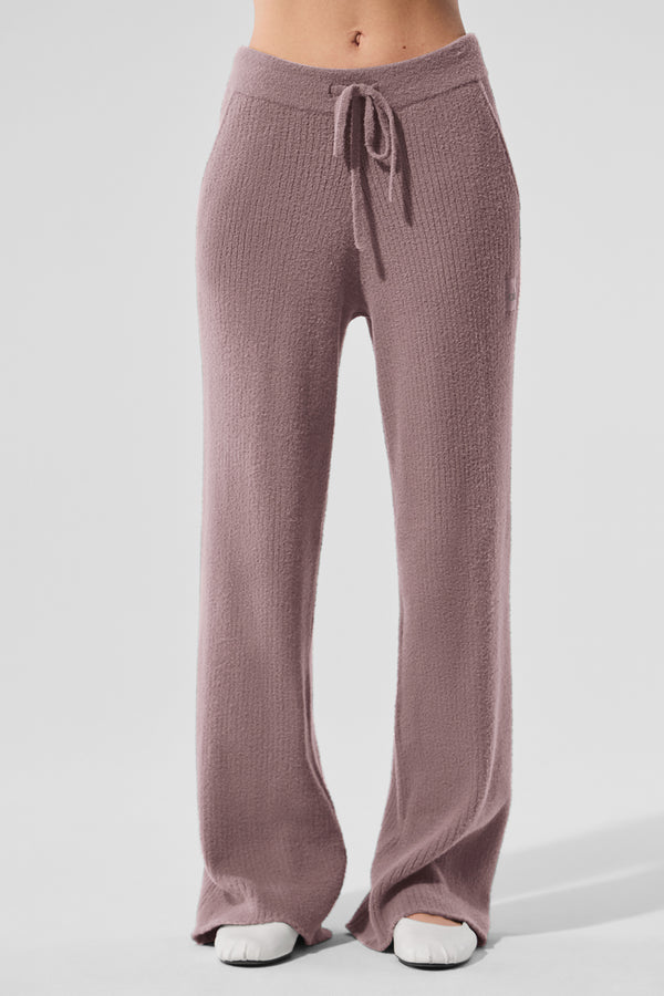 Snuggle Up Sweater High-Waist Wide Leg Pant - Mushroom