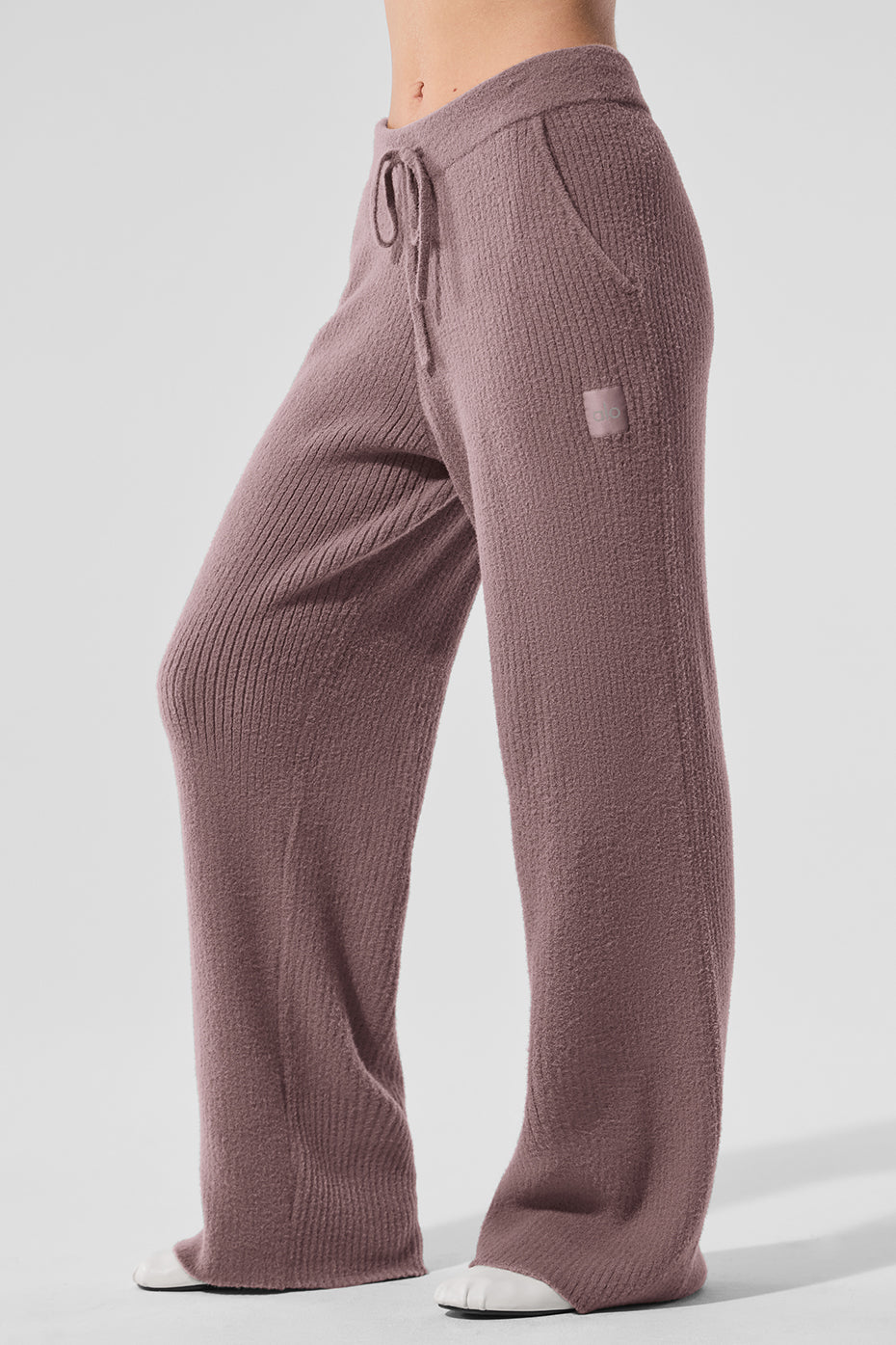 Snuggle Up Sweater High-Waist Wide Leg Pant - Mushroom--2