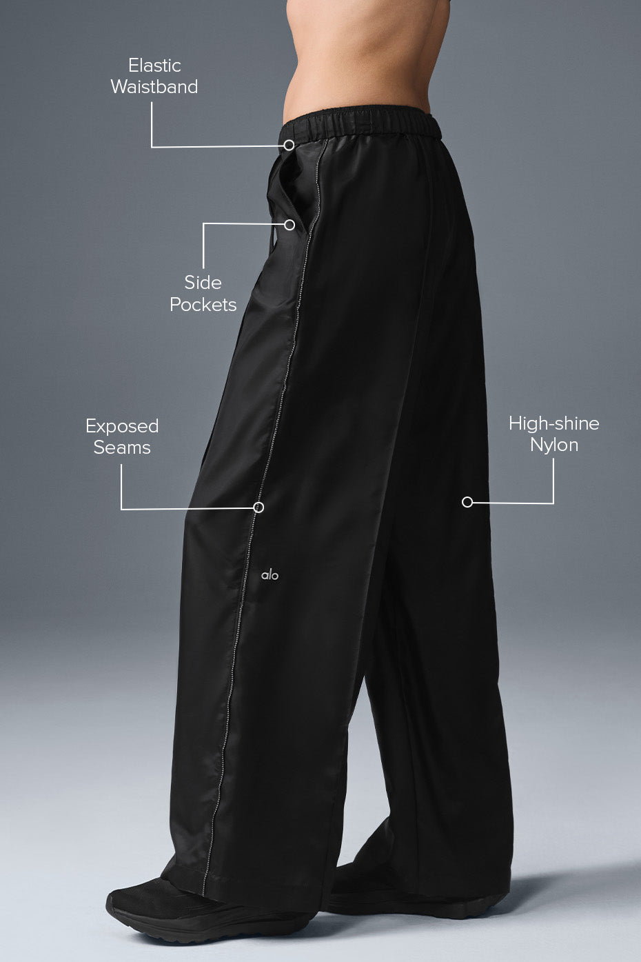 Afterglow Wide Leg Track Pant - Black--1