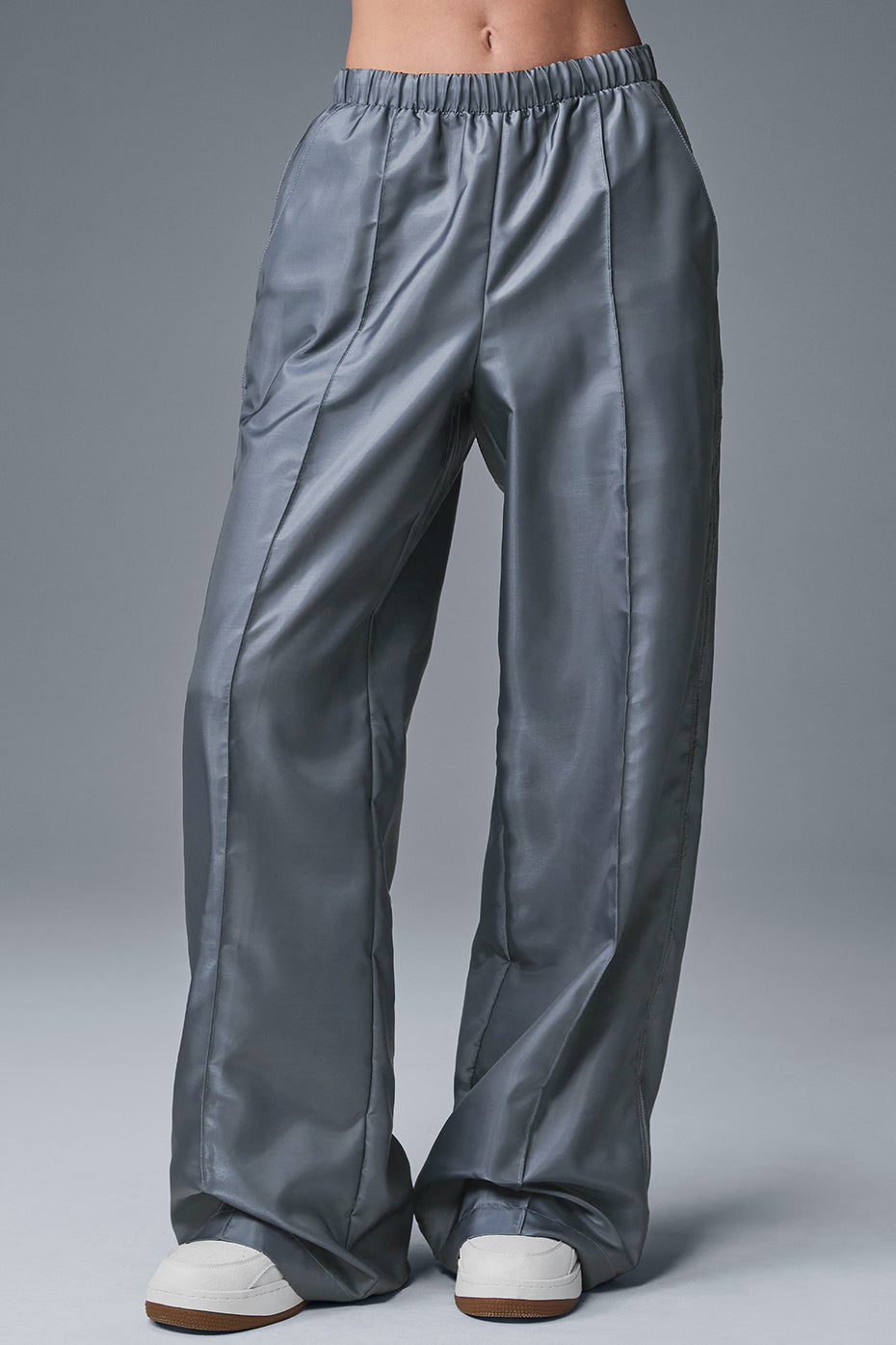 Afterglow Wide Leg Track Pant - Steel Grey--0