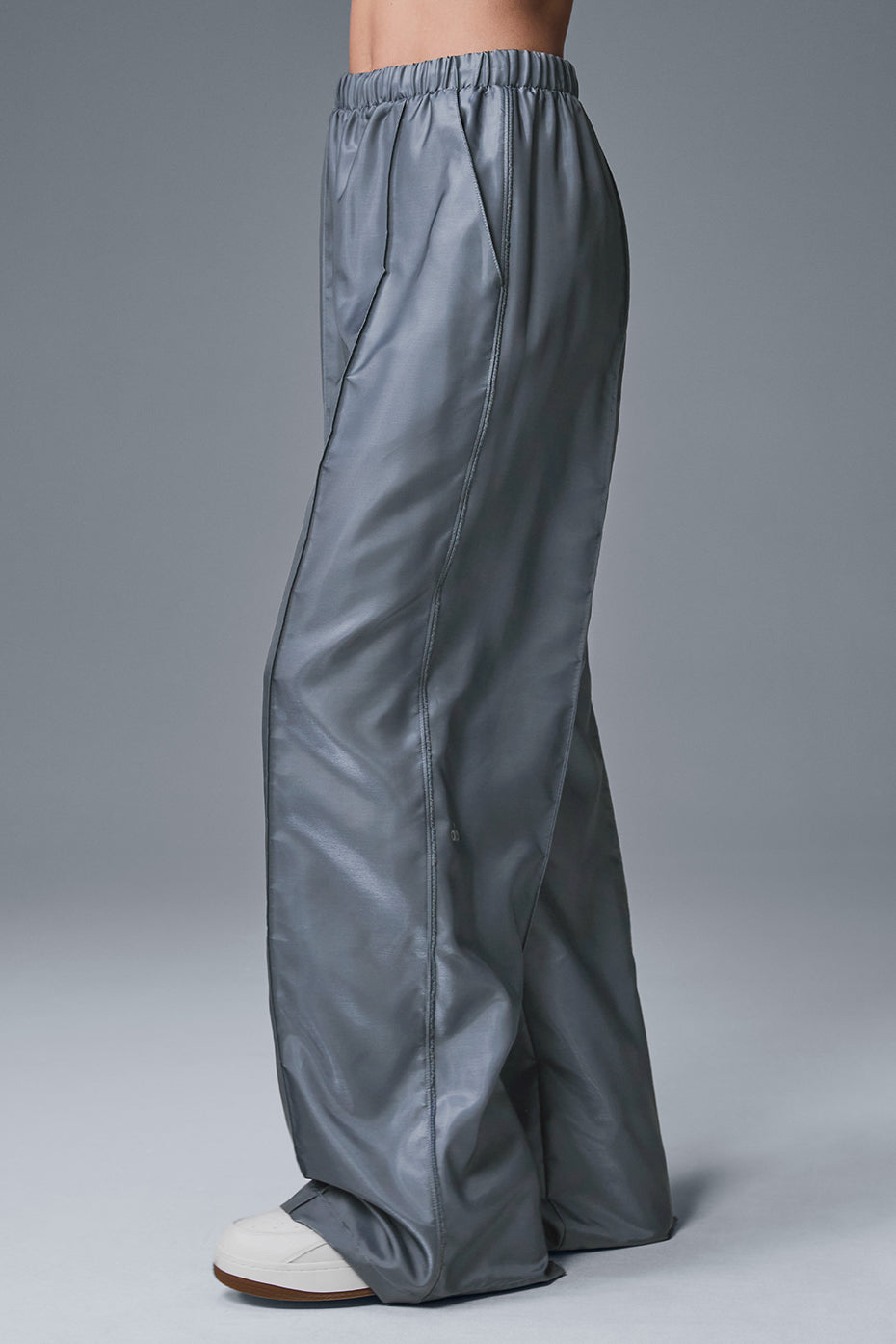 Afterglow Wide Leg Track Pant - Steel Grey--2
