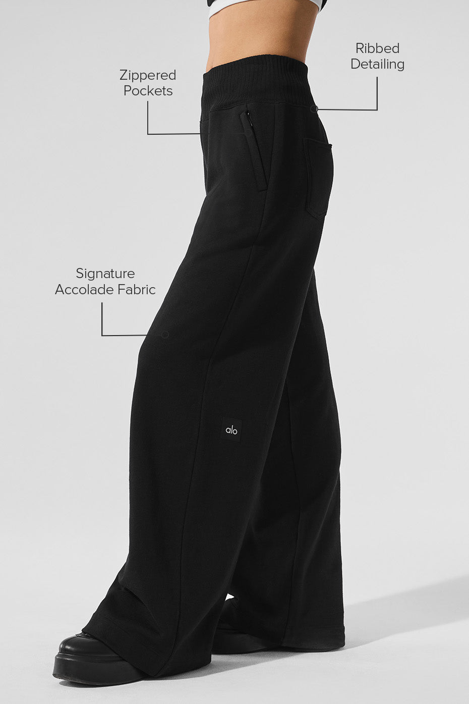 Serenity Wide Leg Sweatpant - Black--1