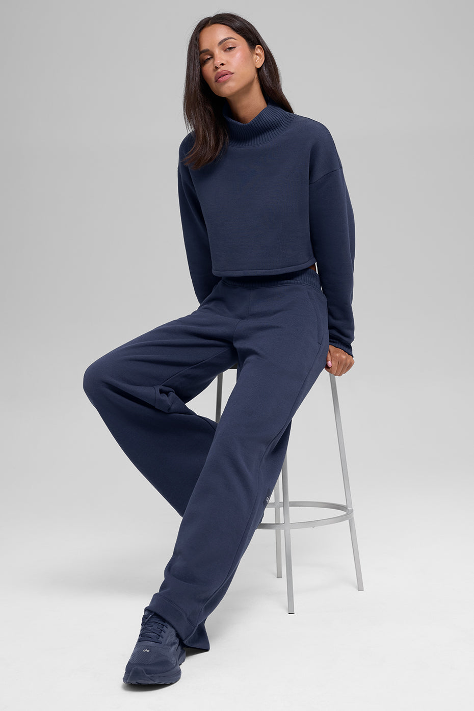 Serenity Wide Leg Sweatpant - Navy--5