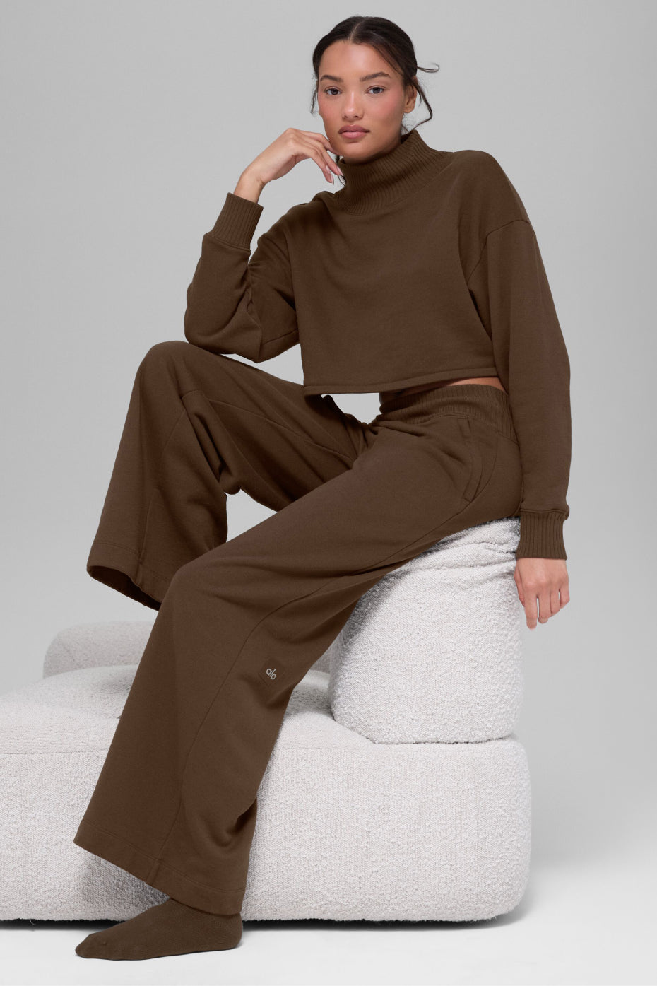 Serenity Wide Leg Sweatpant - Espresso--2