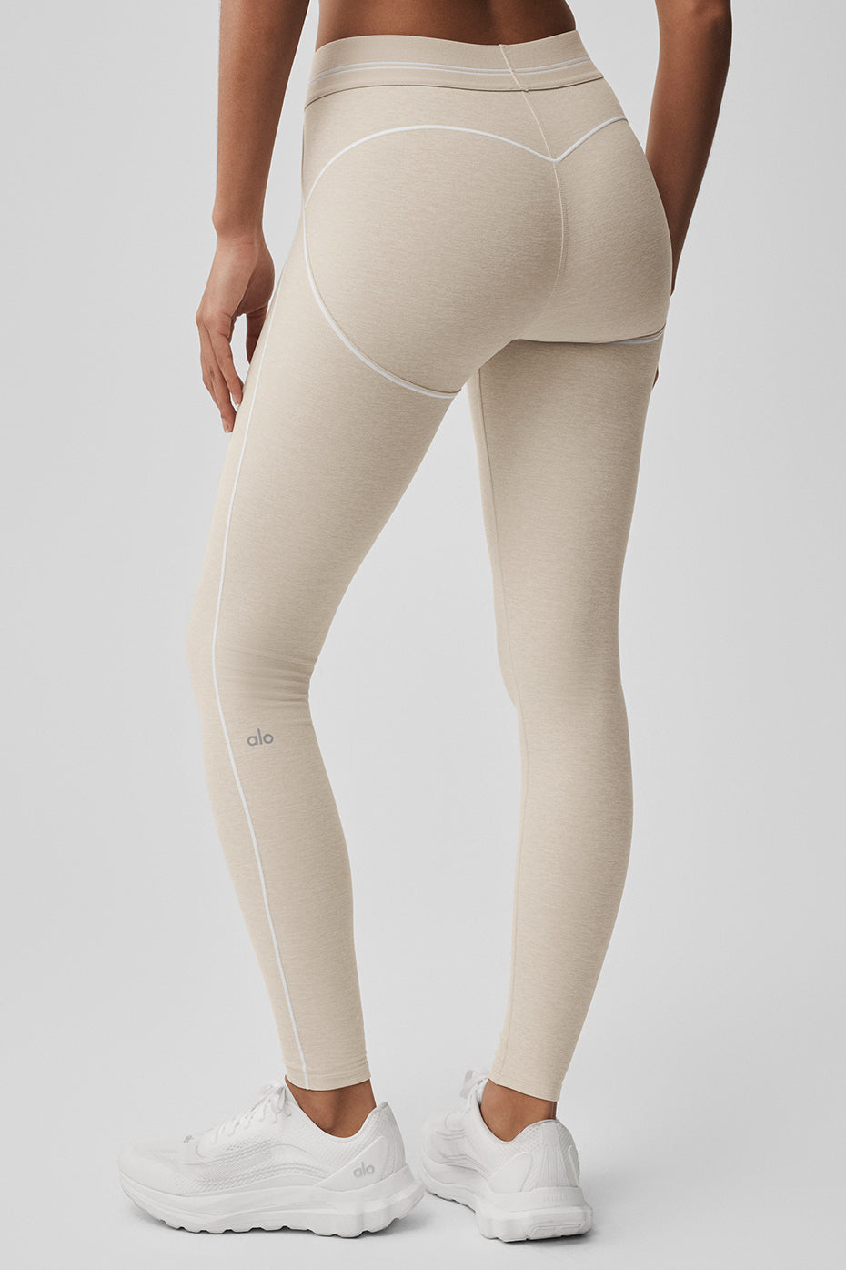 Alosoft High-Waist Heart Throb Legging - Oatmeal Heather/White--1